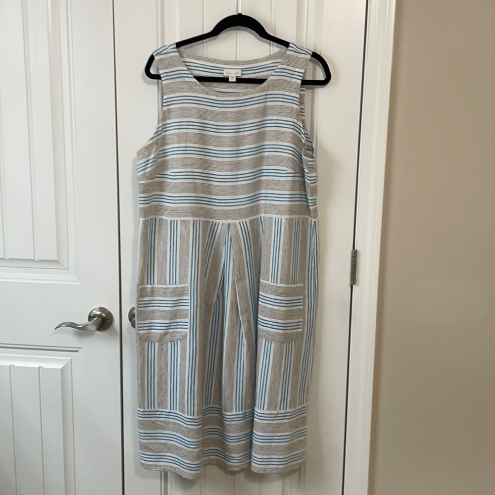 JJill striped linen sleeveless dress